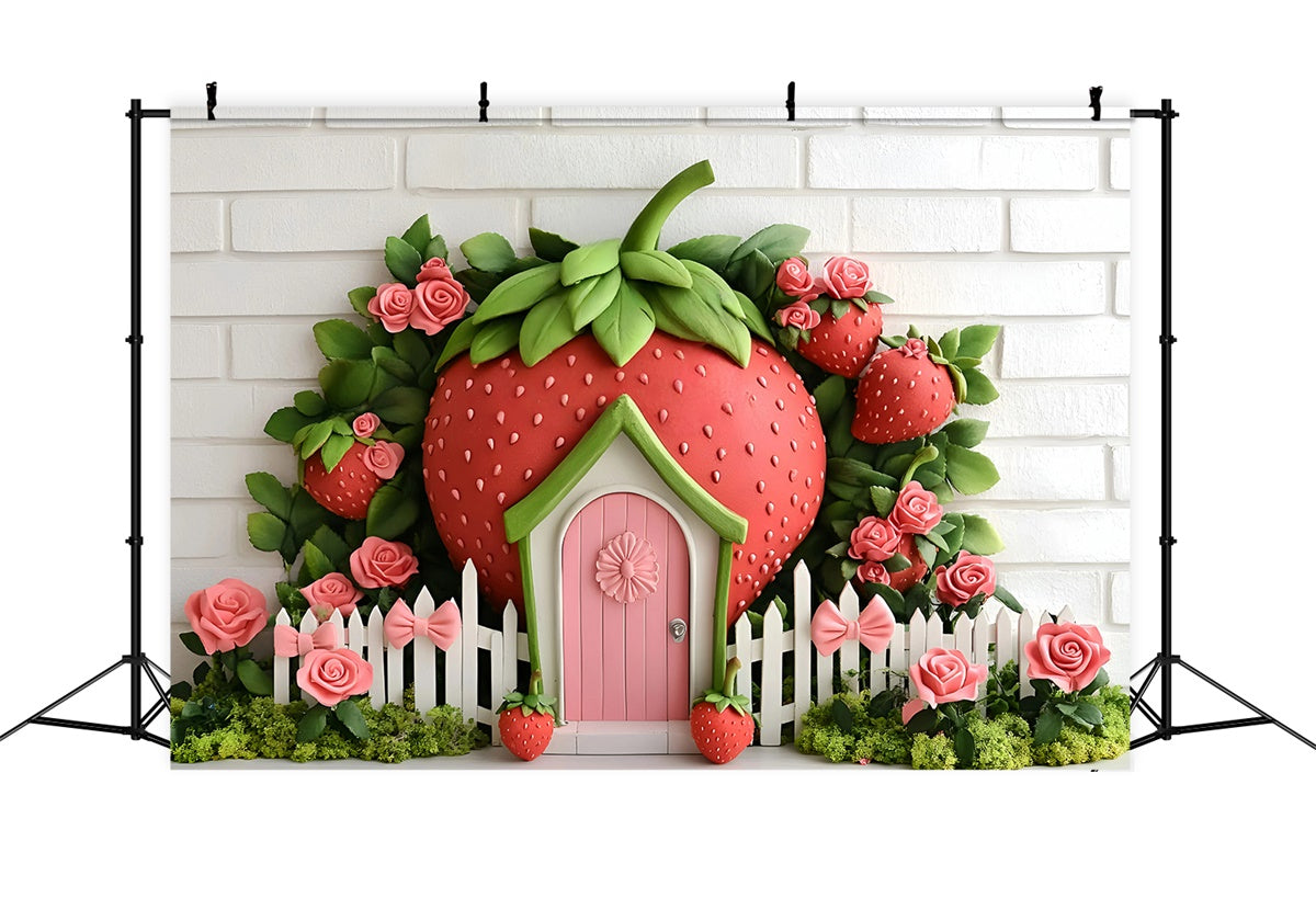 Kids Photo Backdrop Sweet Strawberry Garden Backdrop GQ5-162