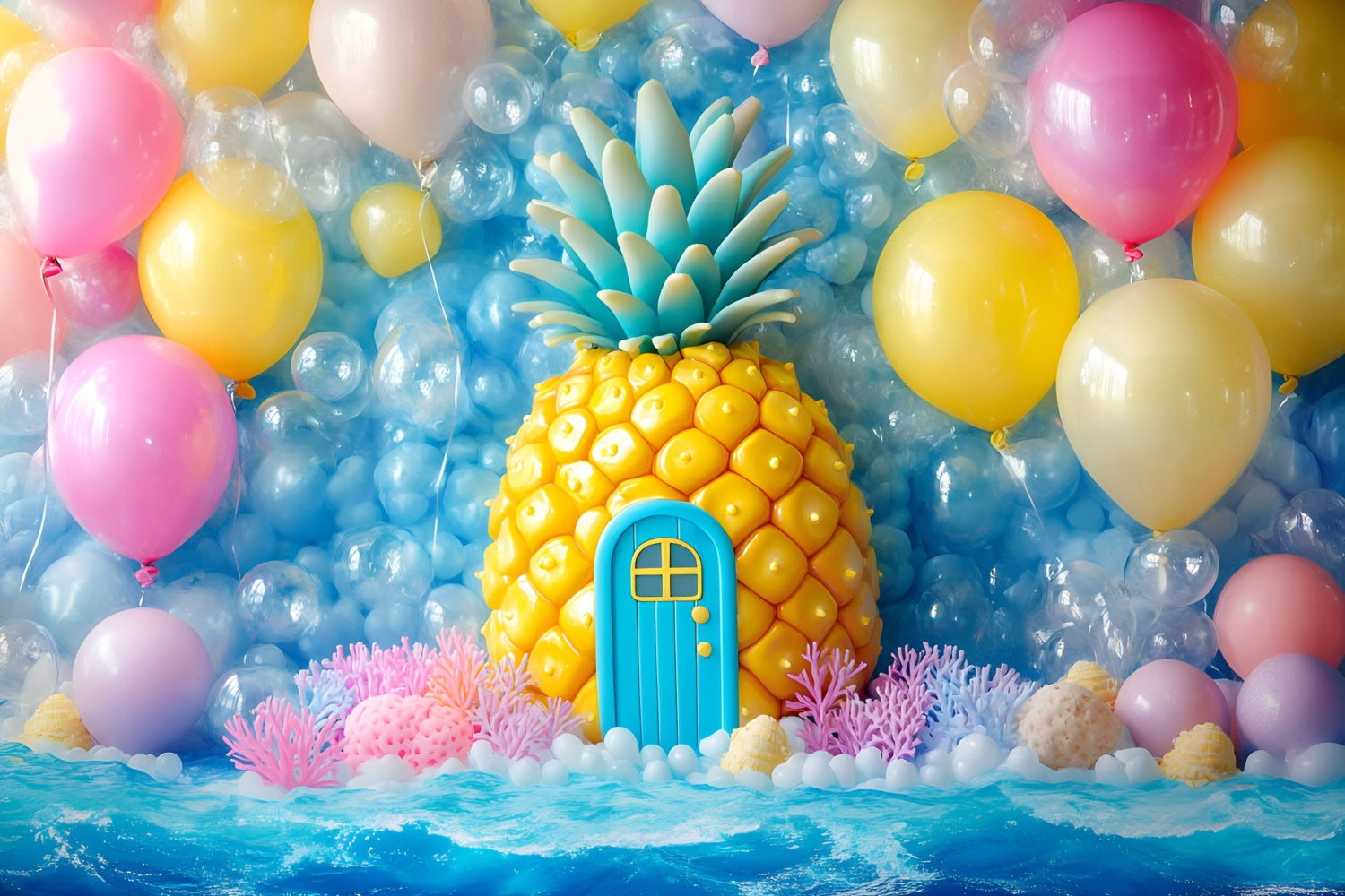 Newborn Photo Backdrop Pineapple Party Balloon Backdrop GQ5-164