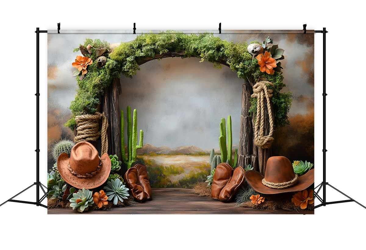 Western Cowboy Backdrop Cactus Cowpoke Party Kids Backdrop GQ5-166