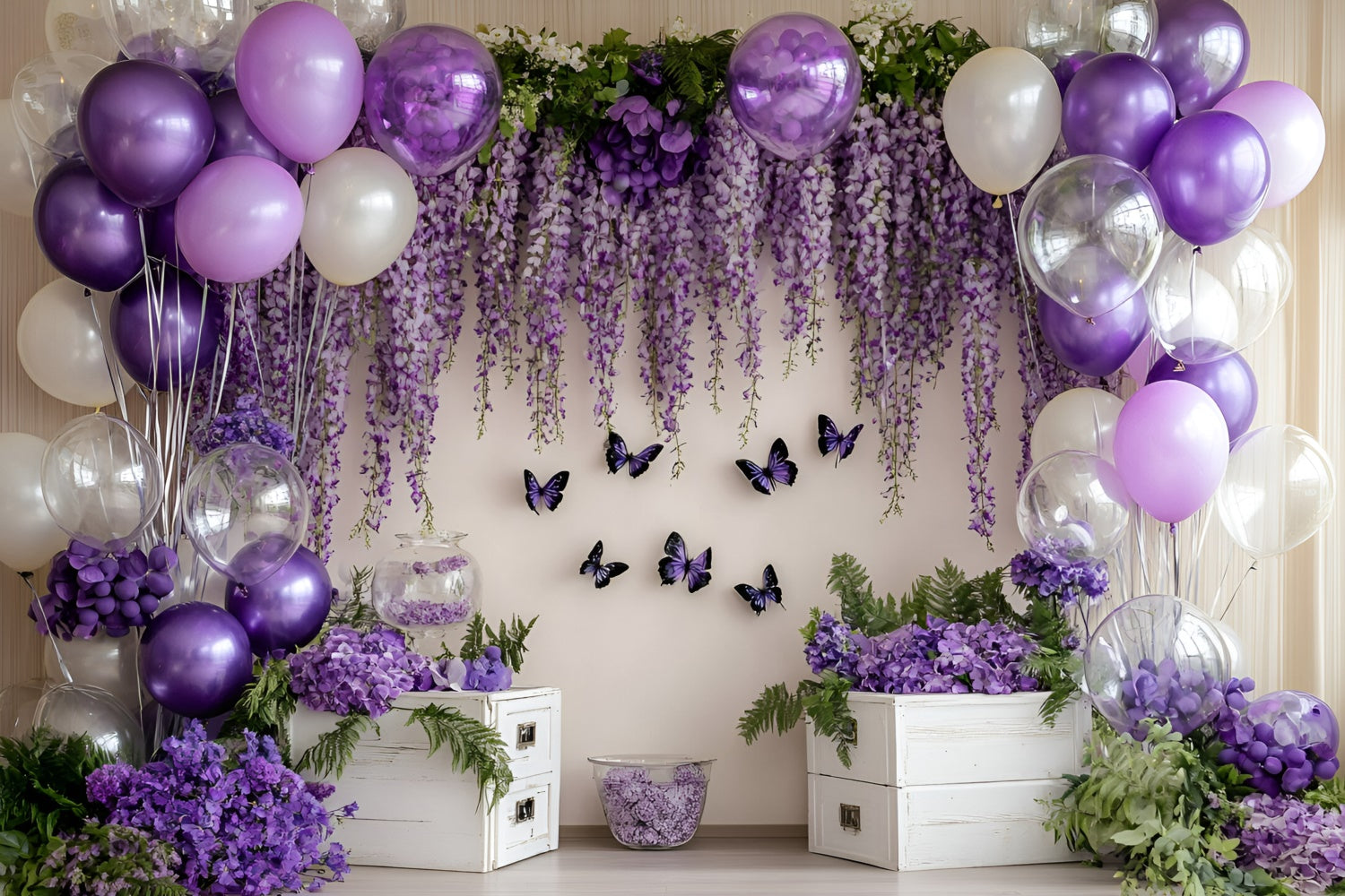 Newborn Photography Backdrop Purple Balloon Blossom Backdrop GQ5-169