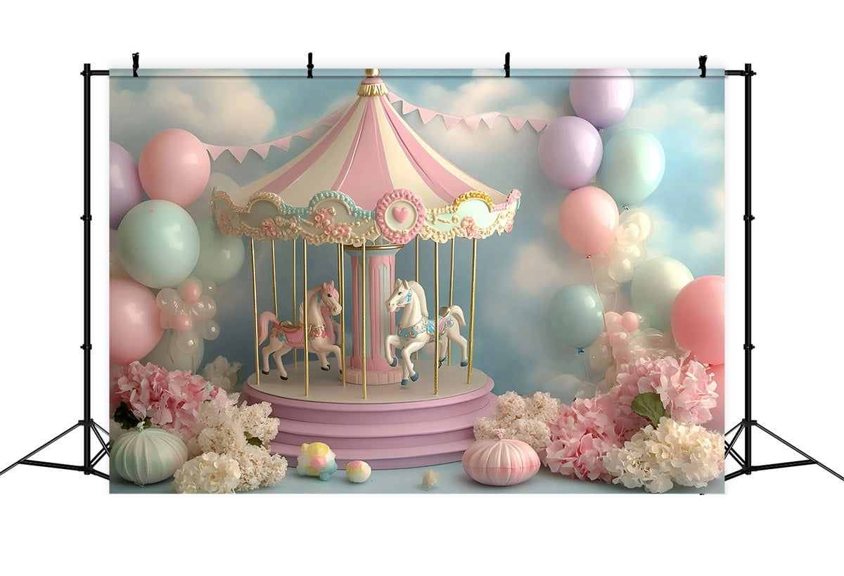 Children Backdrops Pastel Carousel Fantasy Backdrop GQ5-174