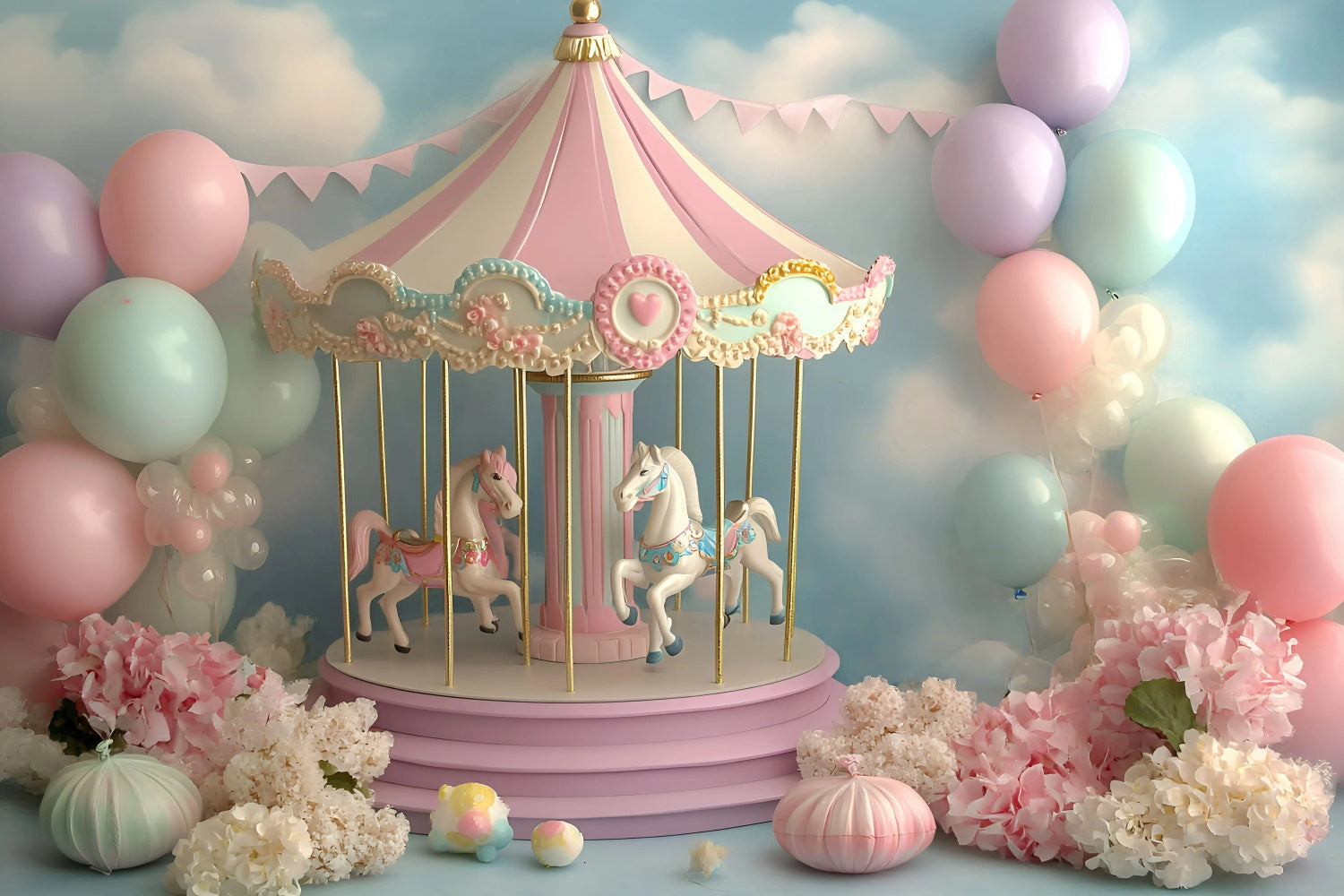 Children Backdrops Pastel Carousel Fantasy Backdrop GQ5-174