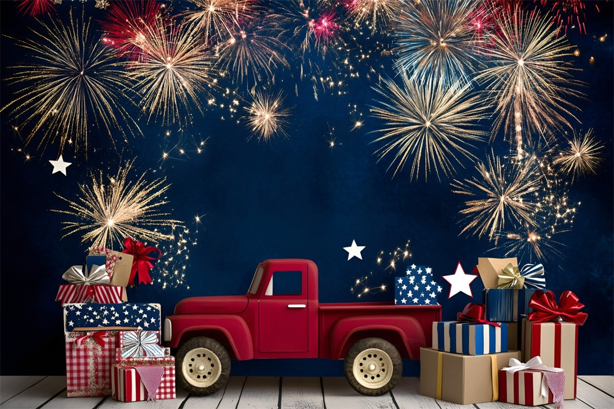 Fireworks Backdrop Firework Red Truck Children Backdrops GQ5-179