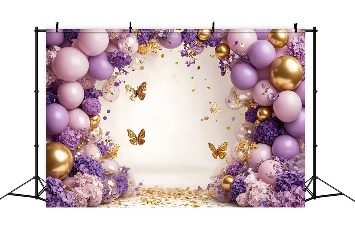 Butterfly Photo Backdrop Balloon Purple Blossom Kids Backdrop GQ5-184