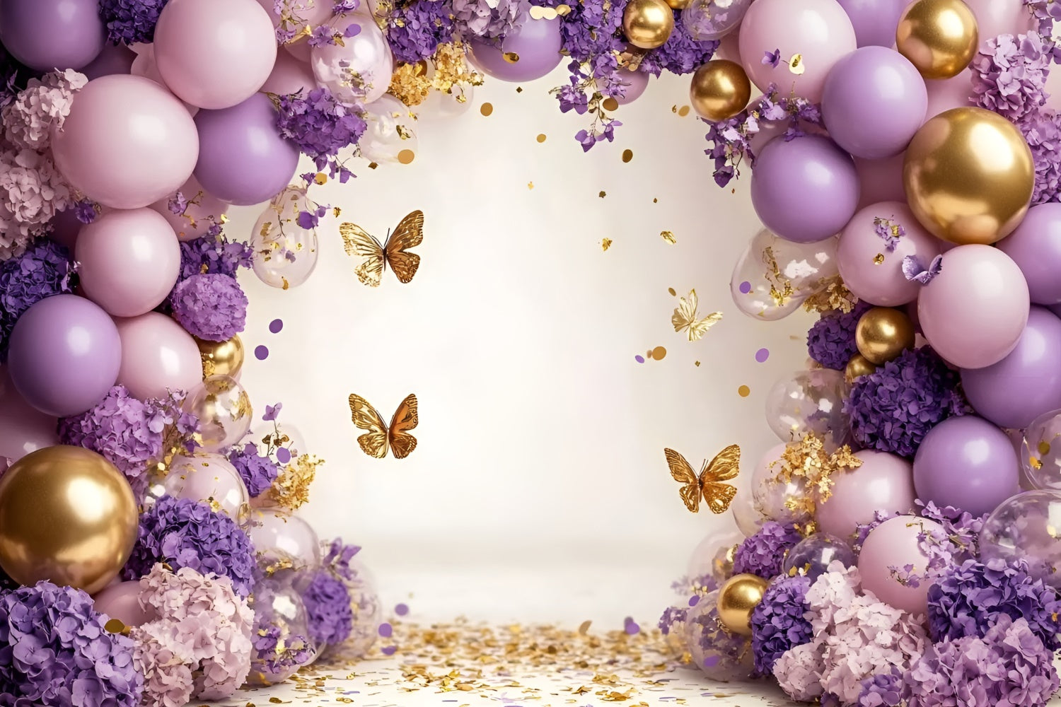 Butterfly Photo Backdrop Balloon Purple Blossom Kids Backdrop GQ5-184