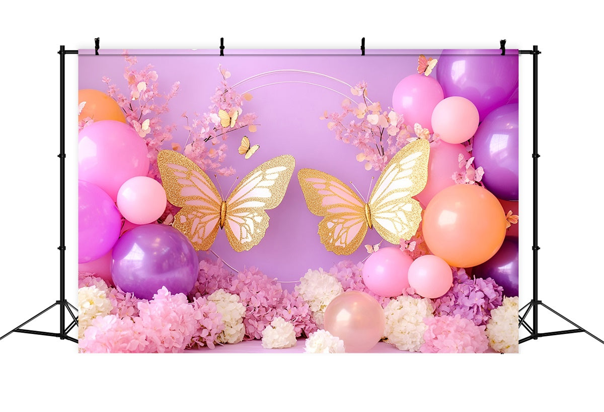Butterfly Backdrops Gold Butterfly Balloon Newborn Backdrops GQ5-186