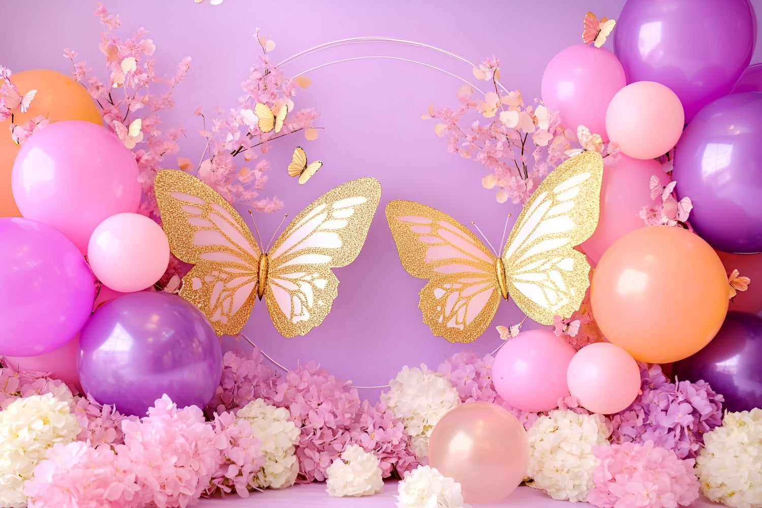 Butterfly Backdrops Gold Butterfly Balloon Newborn Backdrops GQ5-186