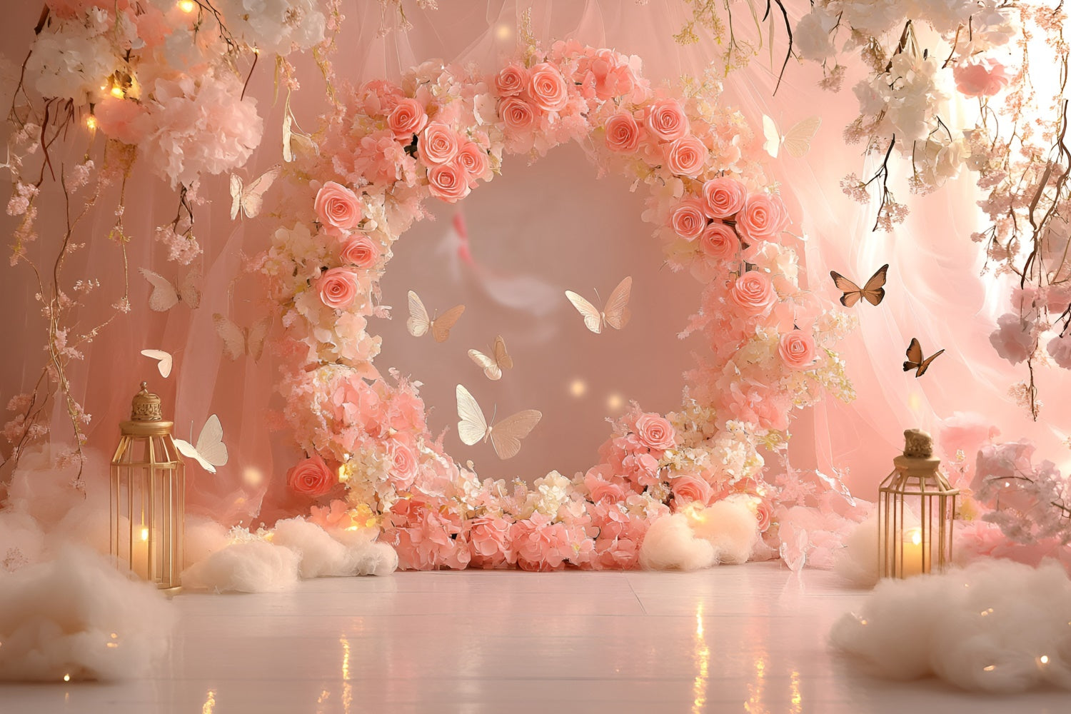 Butterfly Photo Backdrop Rose Ring Fairy Tale Newborn Backdrop GQ5-188