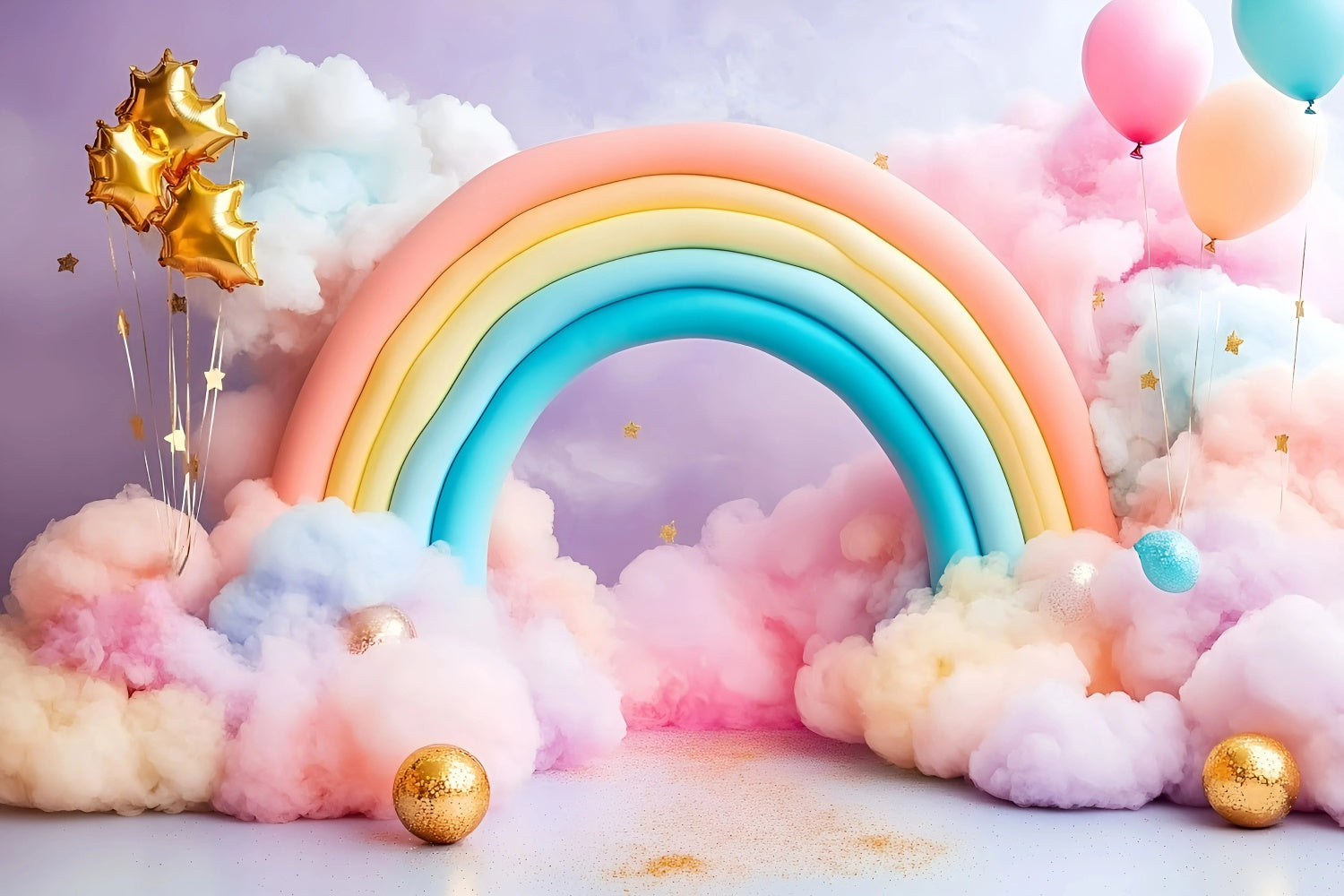 Rainbow Photo Backdrop Pastel Balloon Archway Kids Backdrop GQ5-189
