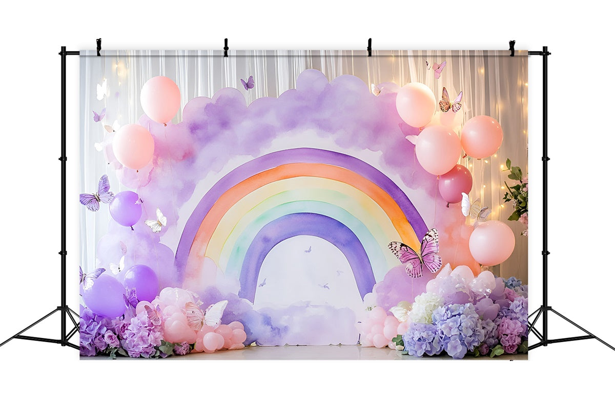 Rainbow Backdrops Watercolor Rainbow Butterfly Kids Backdrops GQ5-191