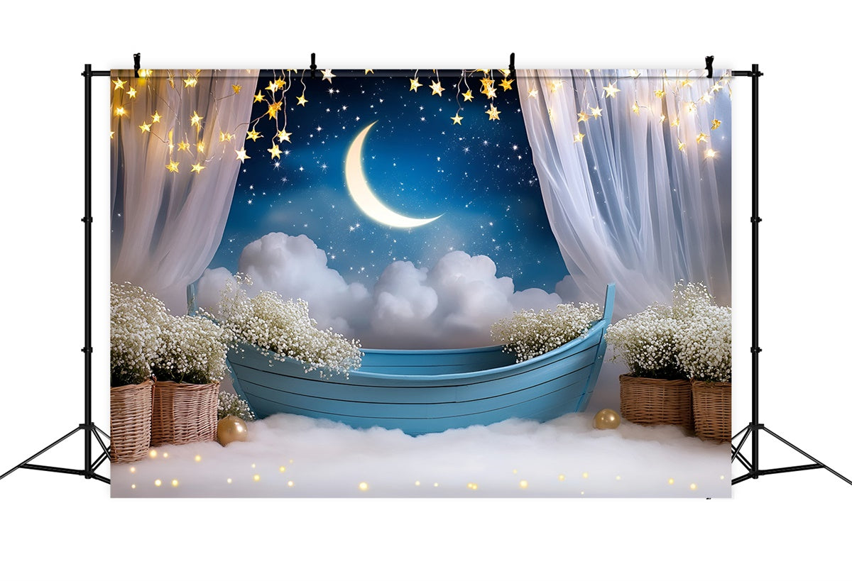 Moon and Stars Backdrop Flower Starry Sky Kids Backdrop GQ5-196