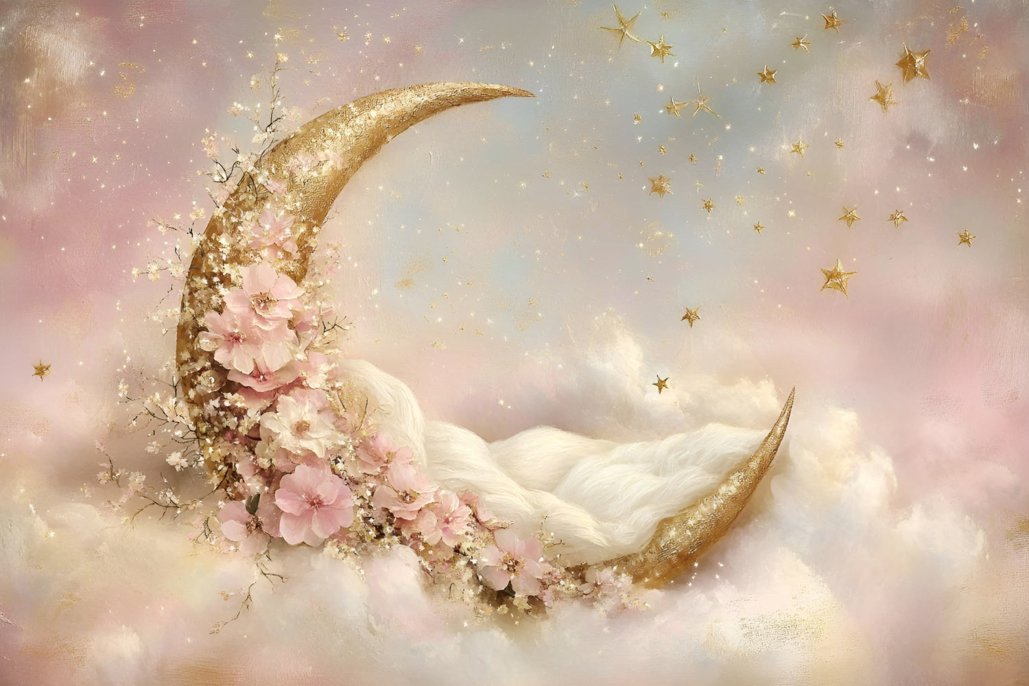 Newborn Photo Backdrop Crescent Blossom Dream Backdrop GQ5-198