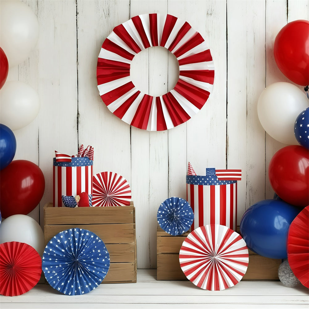 Independence Day Backdrops Red Blue White Balloon Backdrop GQ5-2