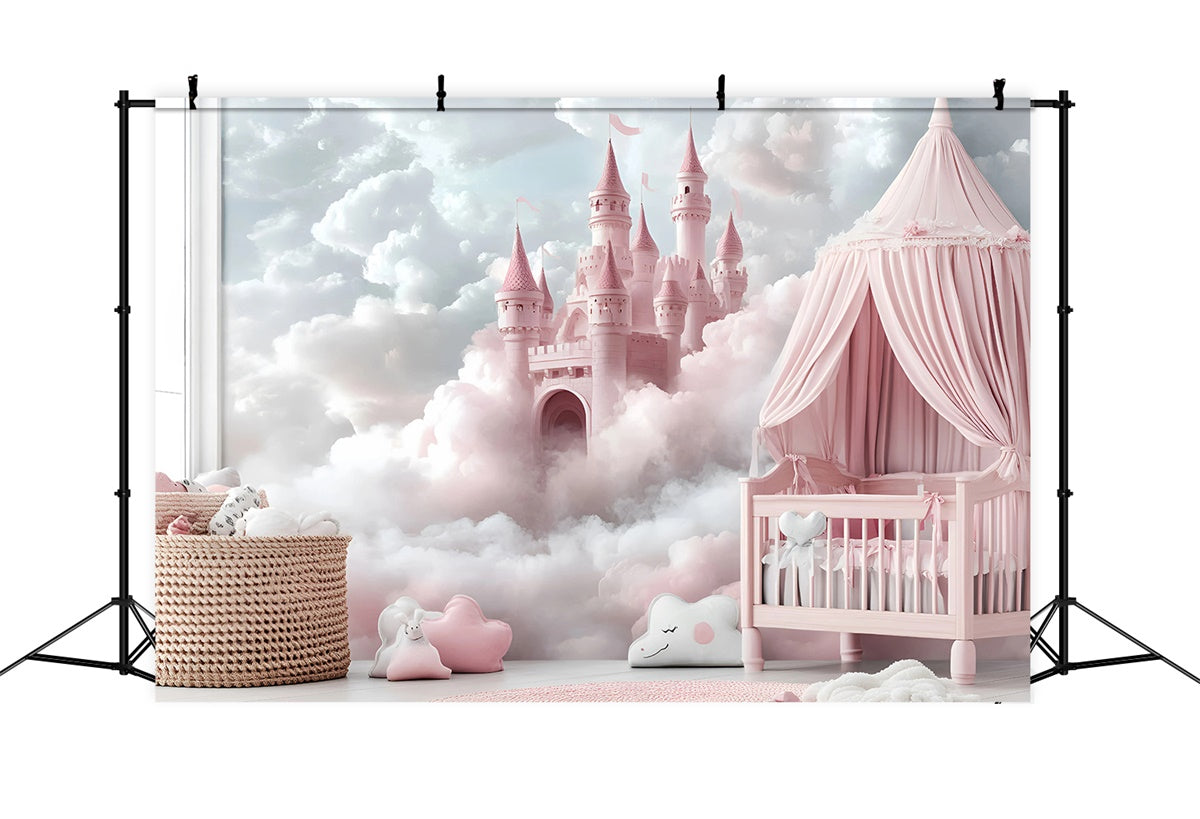 Princess Castle Backdrop Floating Cloud Castle Newborn Backdrop GQ5-202