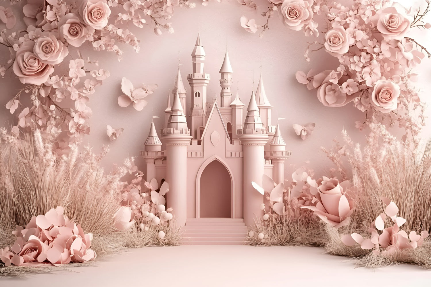 Castle Backdrop Soft Petal Castle Charm Newborn Backdrop GQ5-203