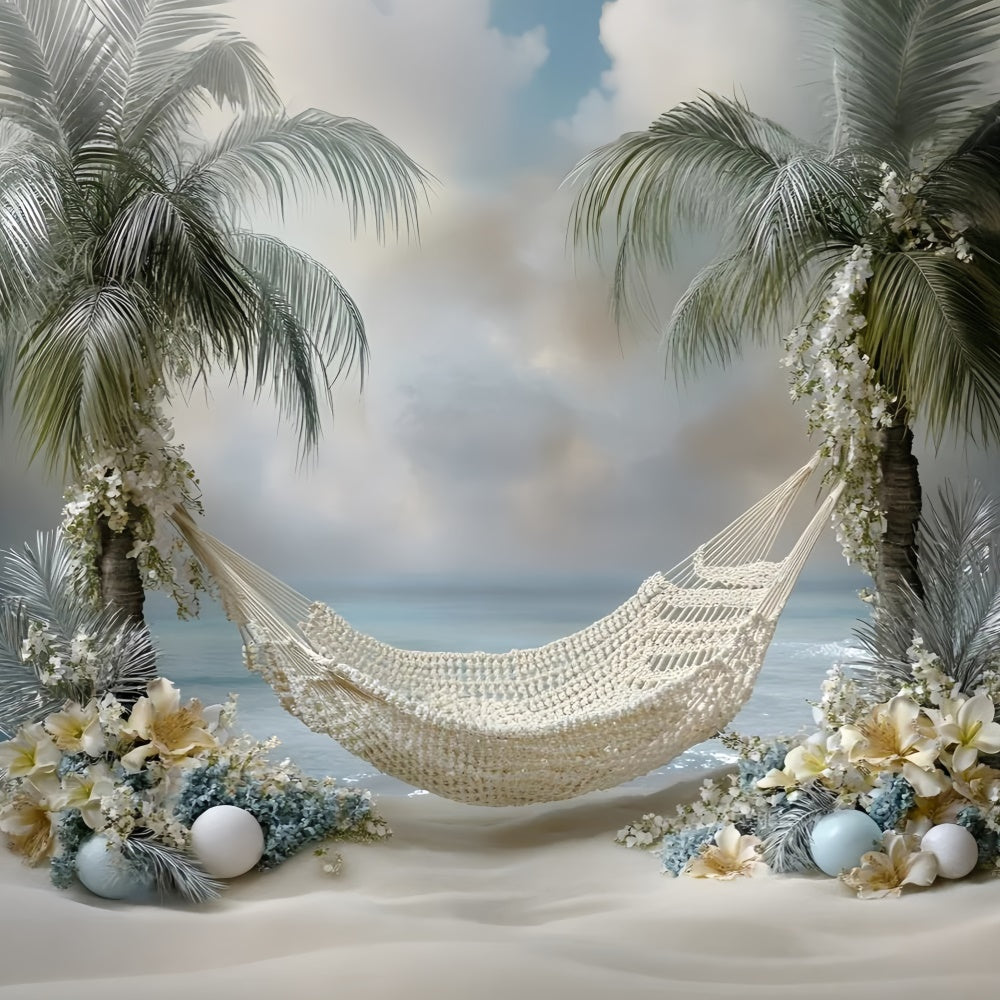 Photography Backdrops For Kids Floral Beach Palm Backdrop GQ5-204