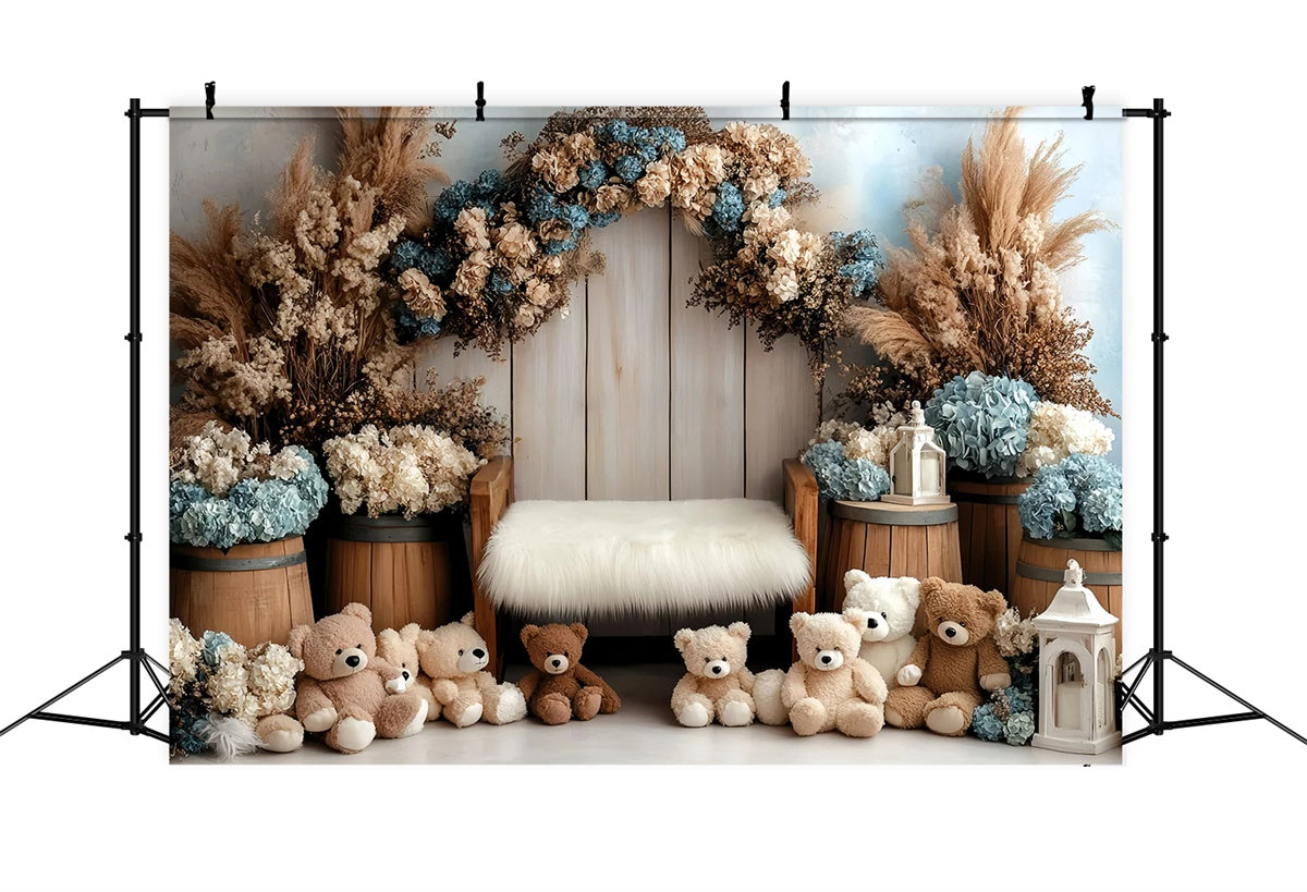 Newborn Photography Backdrops Teddy Bear Garden Backdrop GQ5-209