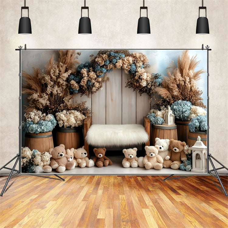 Newborn Photography Backdrops Teddy Bear Garden Backdrop GQ5-209