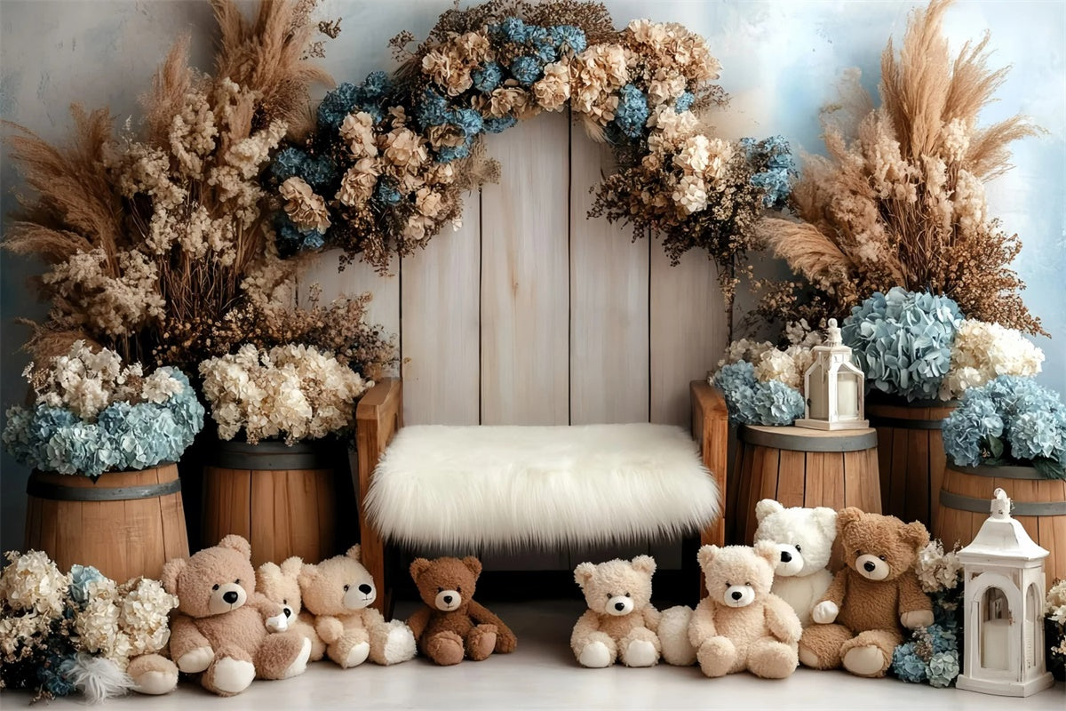 Newborn Photography Backdrops Teddy Bear Garden Backdrop GQ5-209
