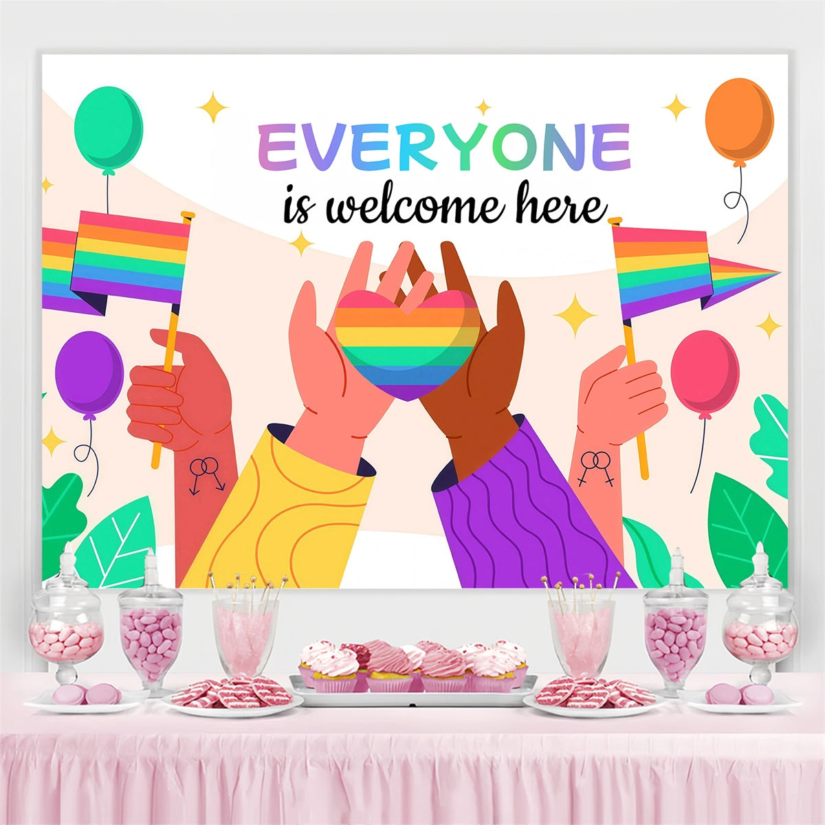 Pride Backdrops Colorful Welcome Message Backdrop GQ5-215
