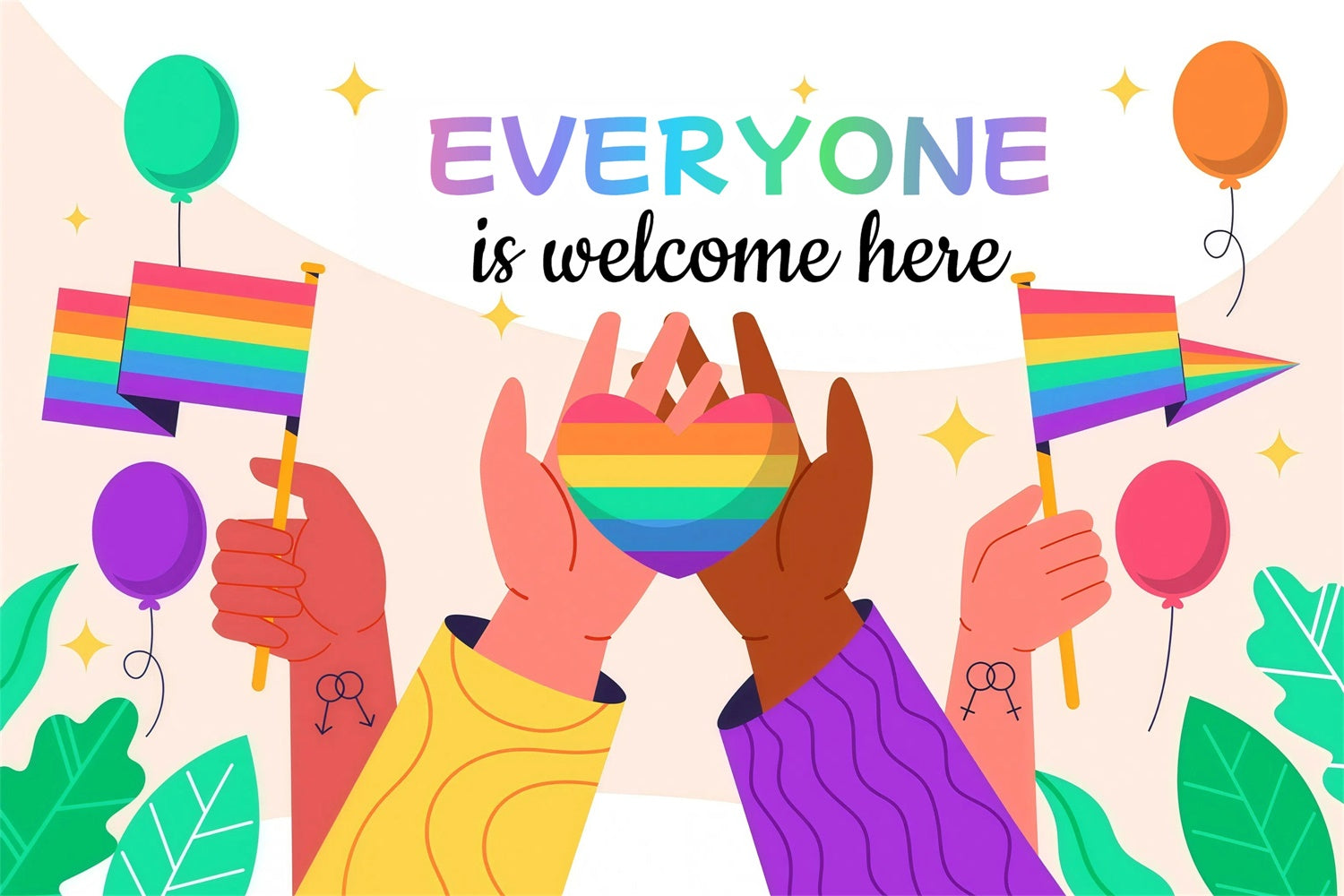 Pride Backdrops Colorful Welcome Message Backdrop GQ5-215