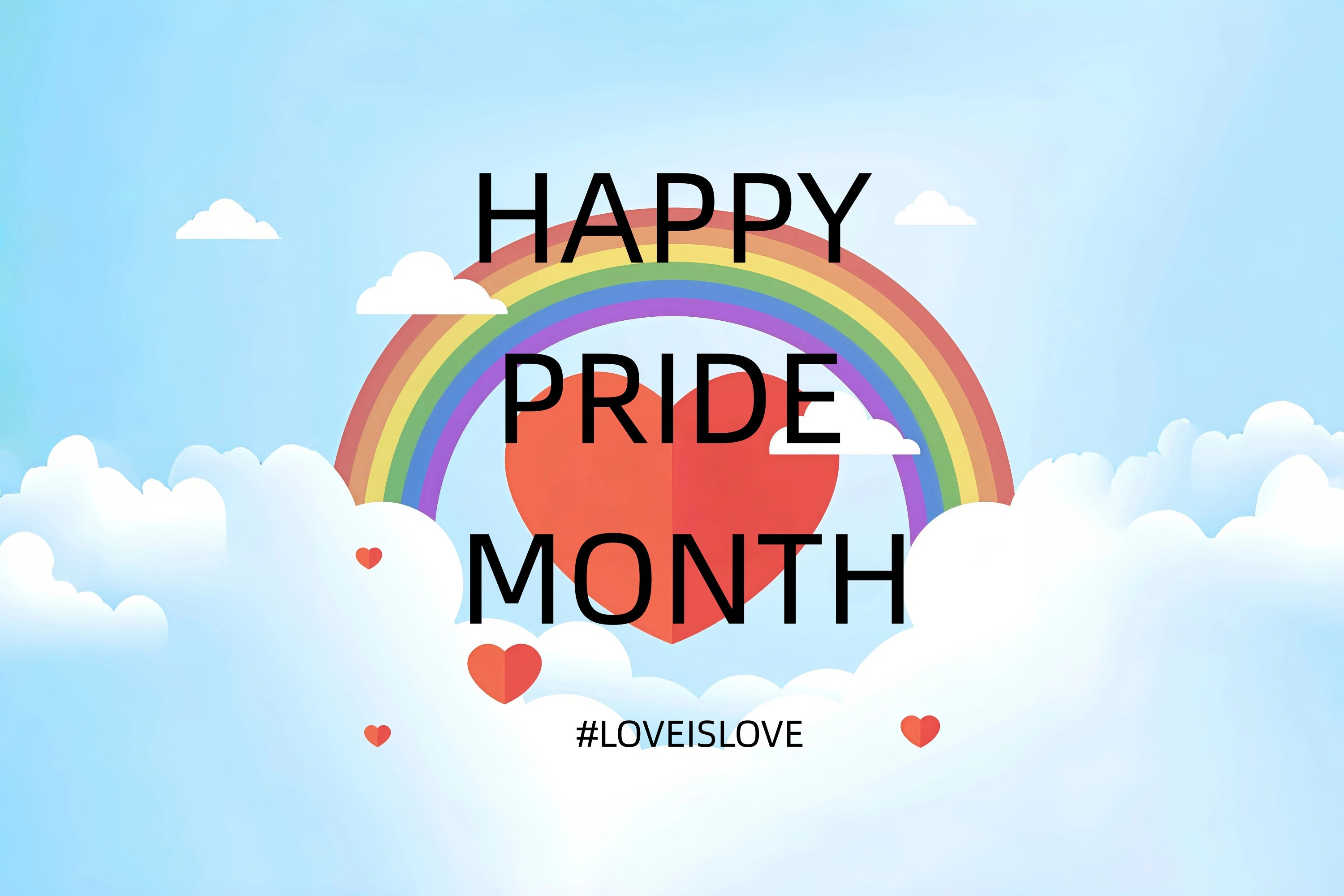 Pride Month Backdrop Rainbow Heart Sky Backdrop GQ5-216