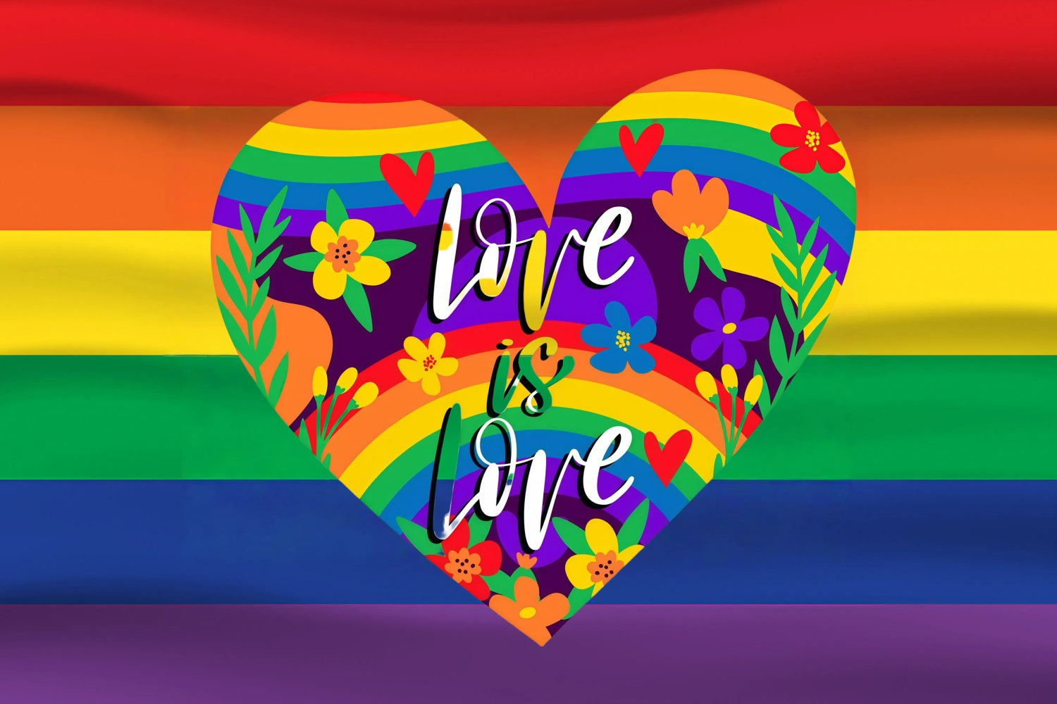 Pride Month Backdrop Floral Rainbow Heart Backdrop GQ5-218