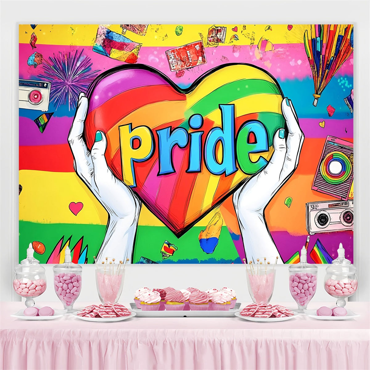 Pride Month Backdrop Street Style Heart Backdrop GQ5-220
