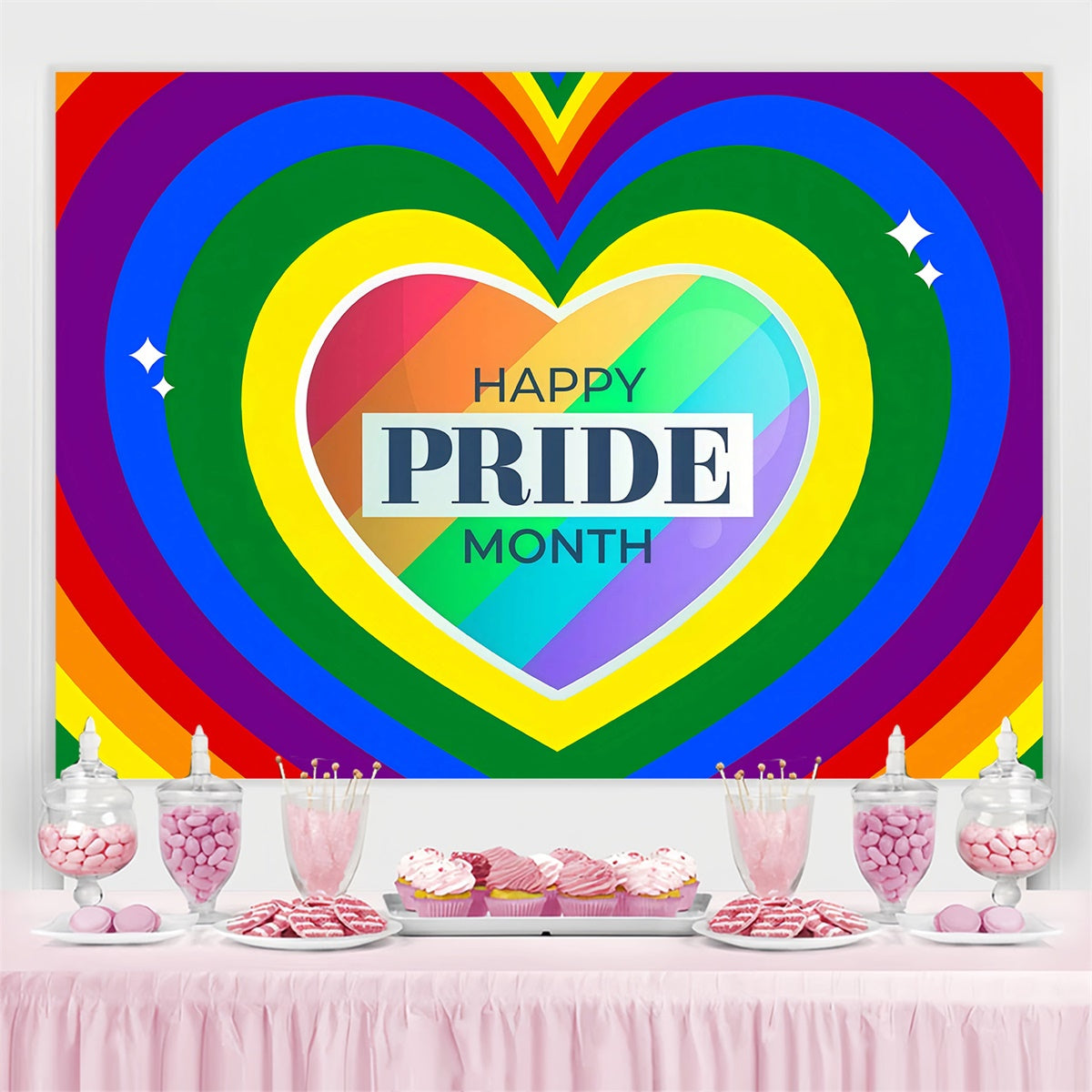 Pride Month Backdrop Rainbow Heart Power Backdrop GQ5-222