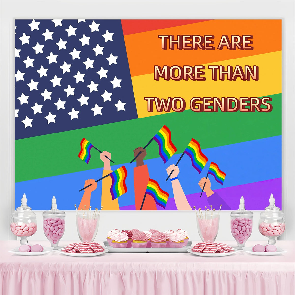 Pride Photo Backdrop Rainbow Justice Flag Backdrop GQ5-223