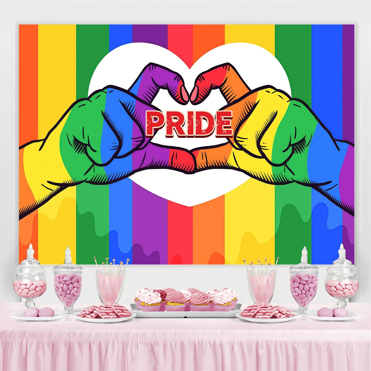 Pride Backdrops Pride Power Heart Hands Backdrop GQ5-226