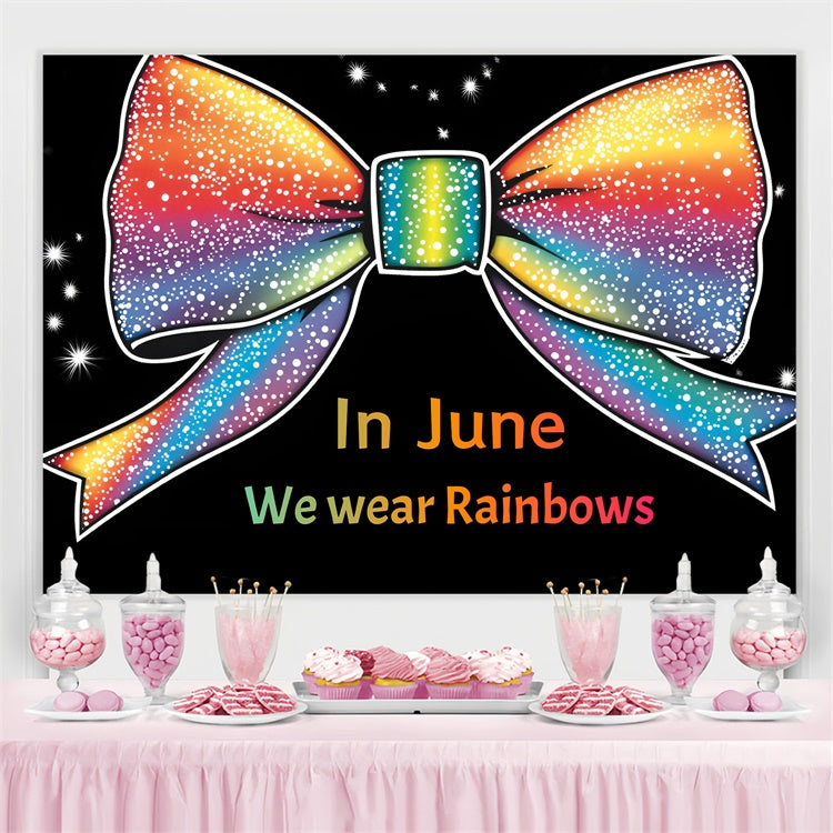 Pride Photo Backdrop Sparkly Rainbow Bow Backdrop GQ5-237