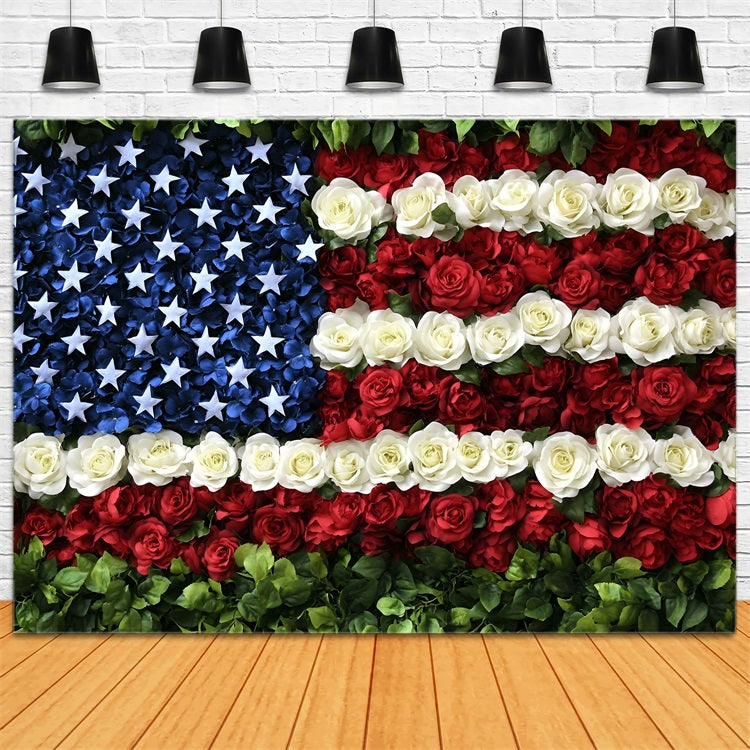 Independence Day Backdrops Flower Wall Celebration Backdrop GQ5-26