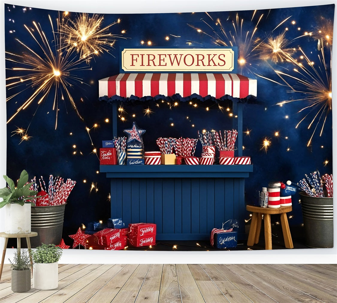 4th of July Fireworks Photo Backdrop Festive Market Backdrop GQ5-27