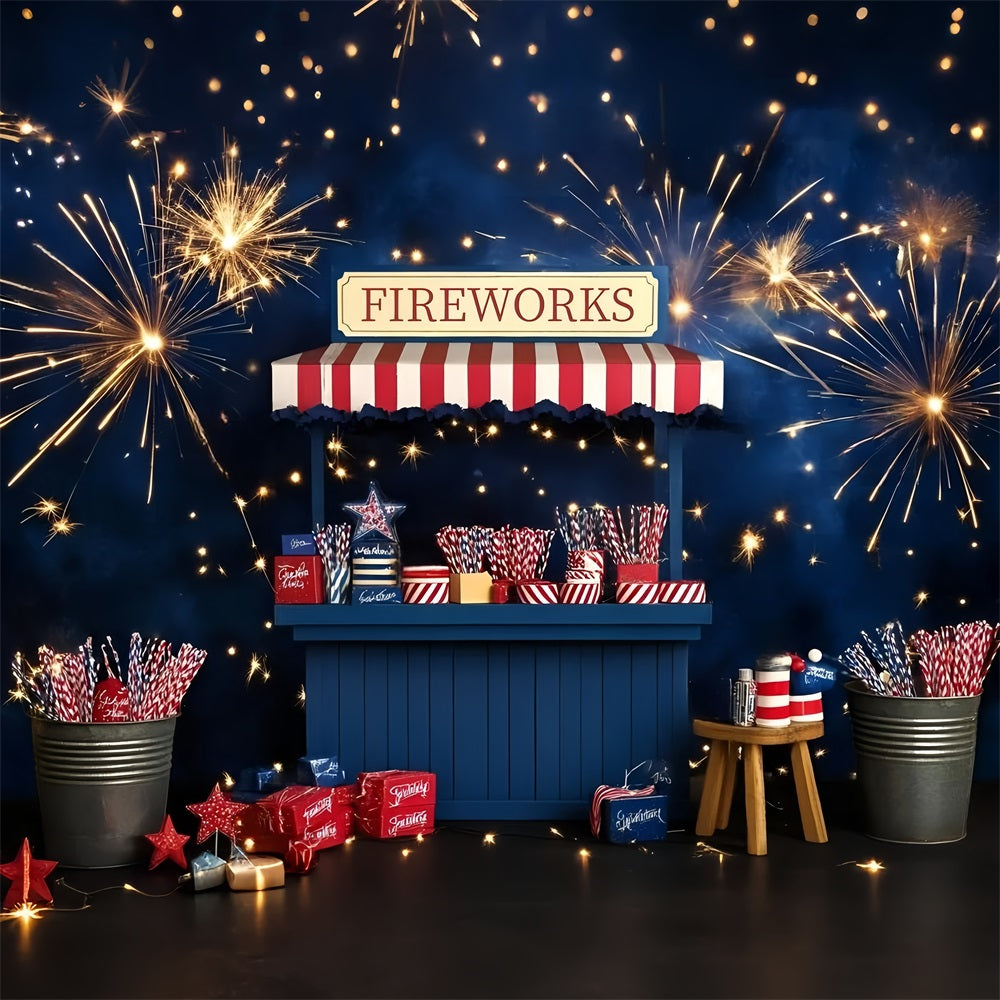 4th of July Fireworks Photo Backdrop Festive Market Backdrop GQ5-27