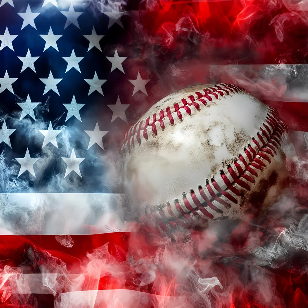 4th of July Photography Backdrops Baseball American Flag Backdrop GQ5-31