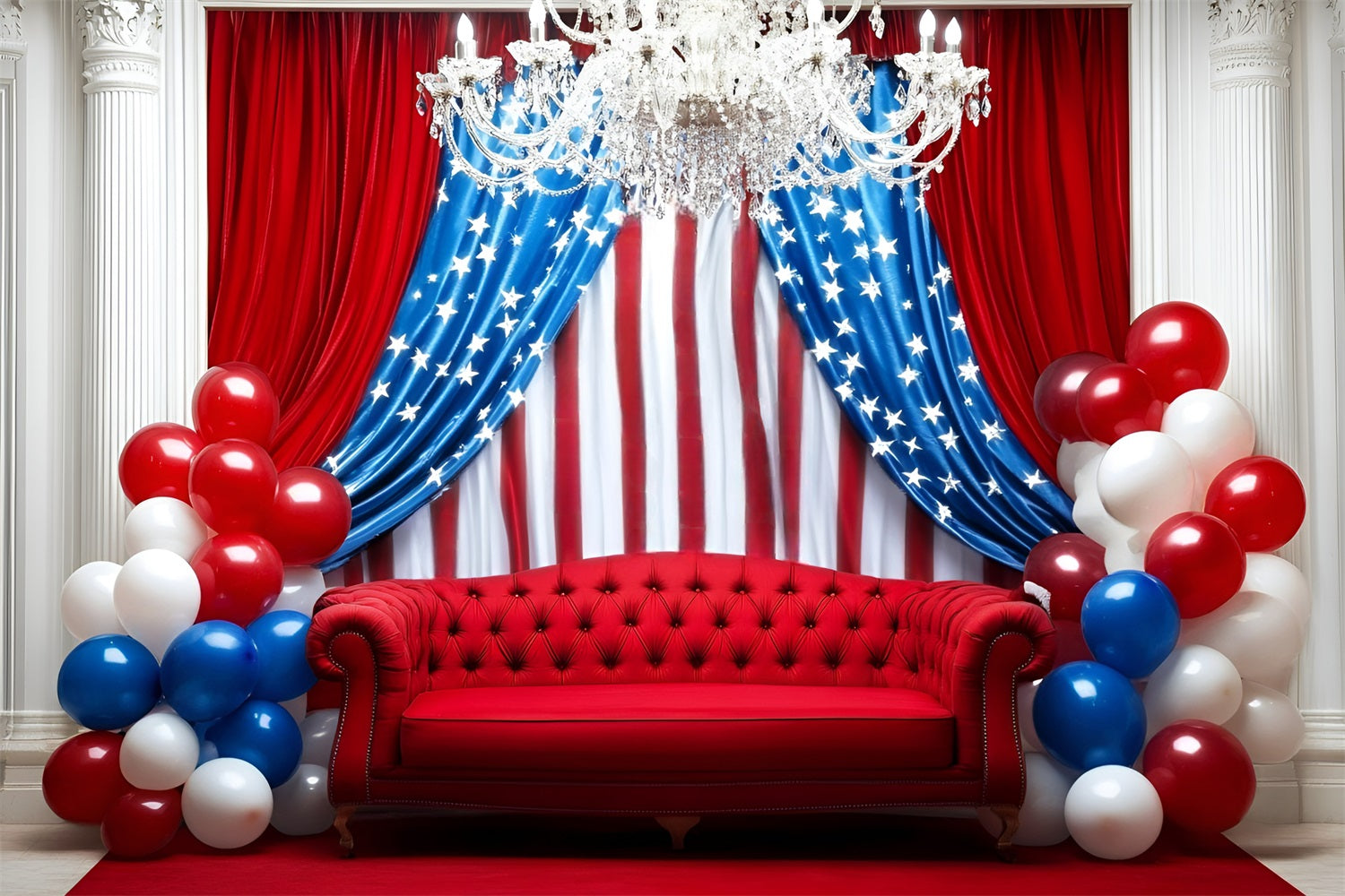 Independence Day Backdrops Balloon Couch Curtain Backdrop GQ5-36