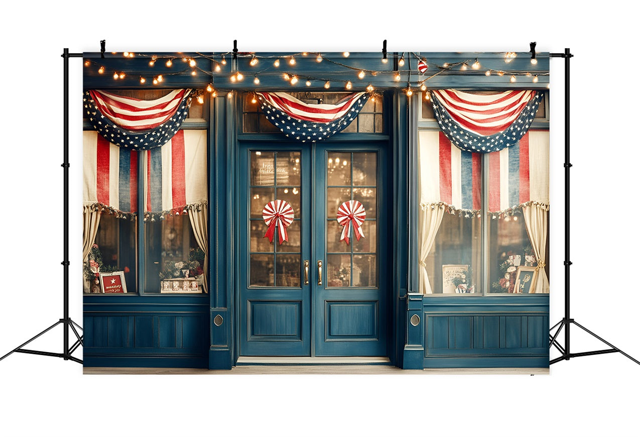 Independence Day Backdrop Patriotic Blue Storefront Backdrop GQ5-41
