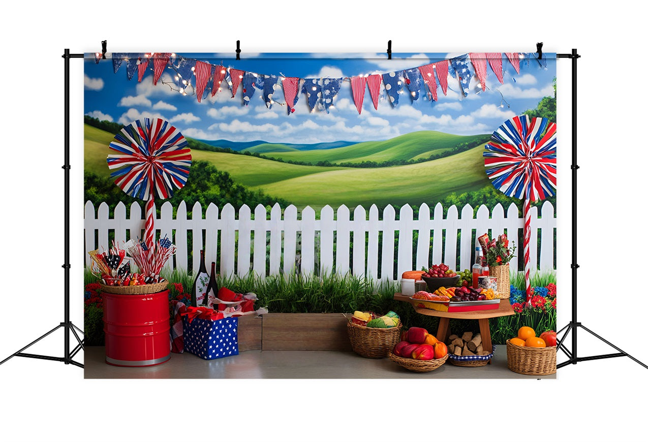 4th of July Photography Backdrops Farm Picnic Scene Backdrop GQ5-42