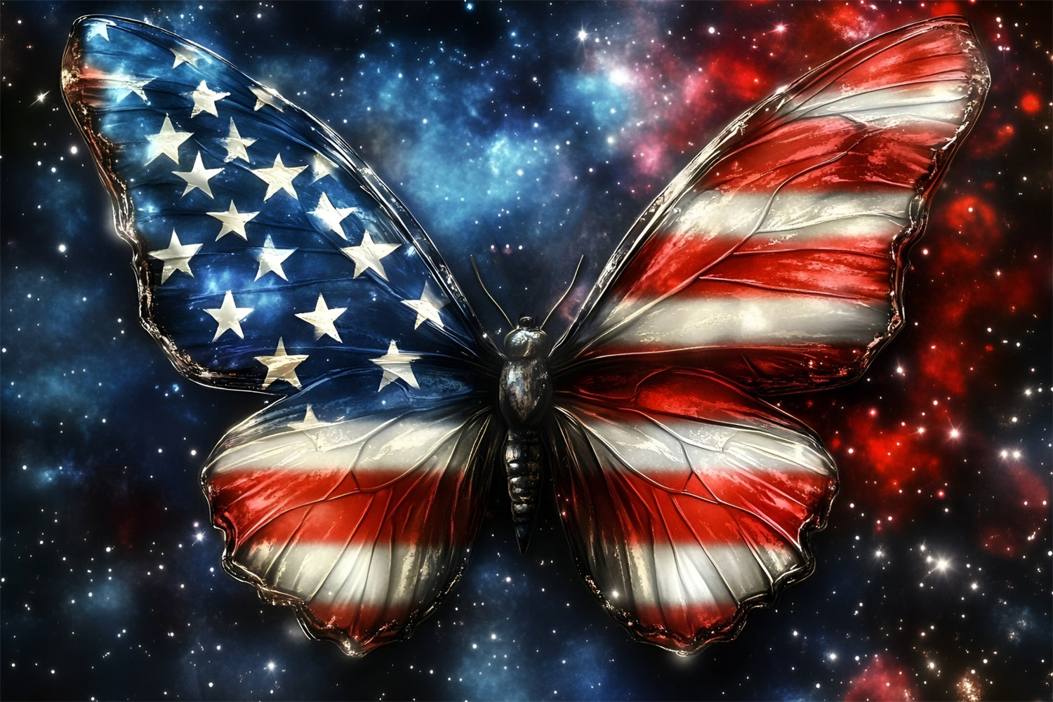 4th of July Backdrop Photography Butterfly Sparkle Backdrop GQ5-43