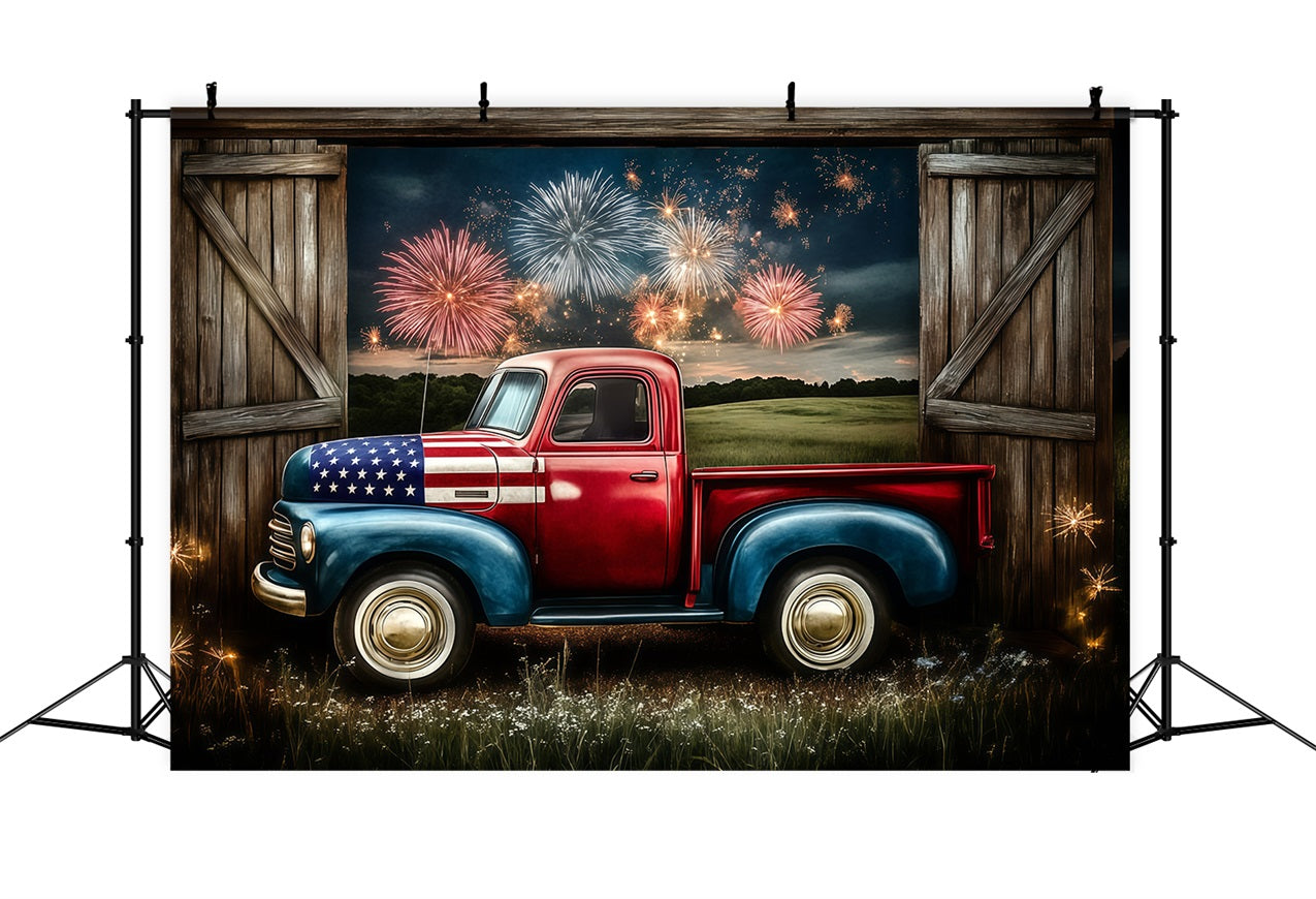 4th of July Fireworks Photo Backdrop Truck Sky Backdrop GQ5-47