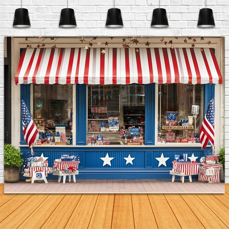 USA Flag Backdrop Patriotic Striped Canopy Storefront Backdrop GQ5-5