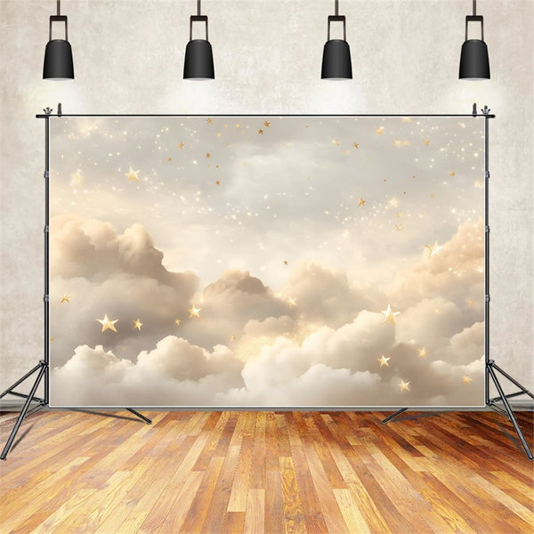 Star Photo Backdrop Gold Star Dreamy Clouds Backdrop GQ5-55