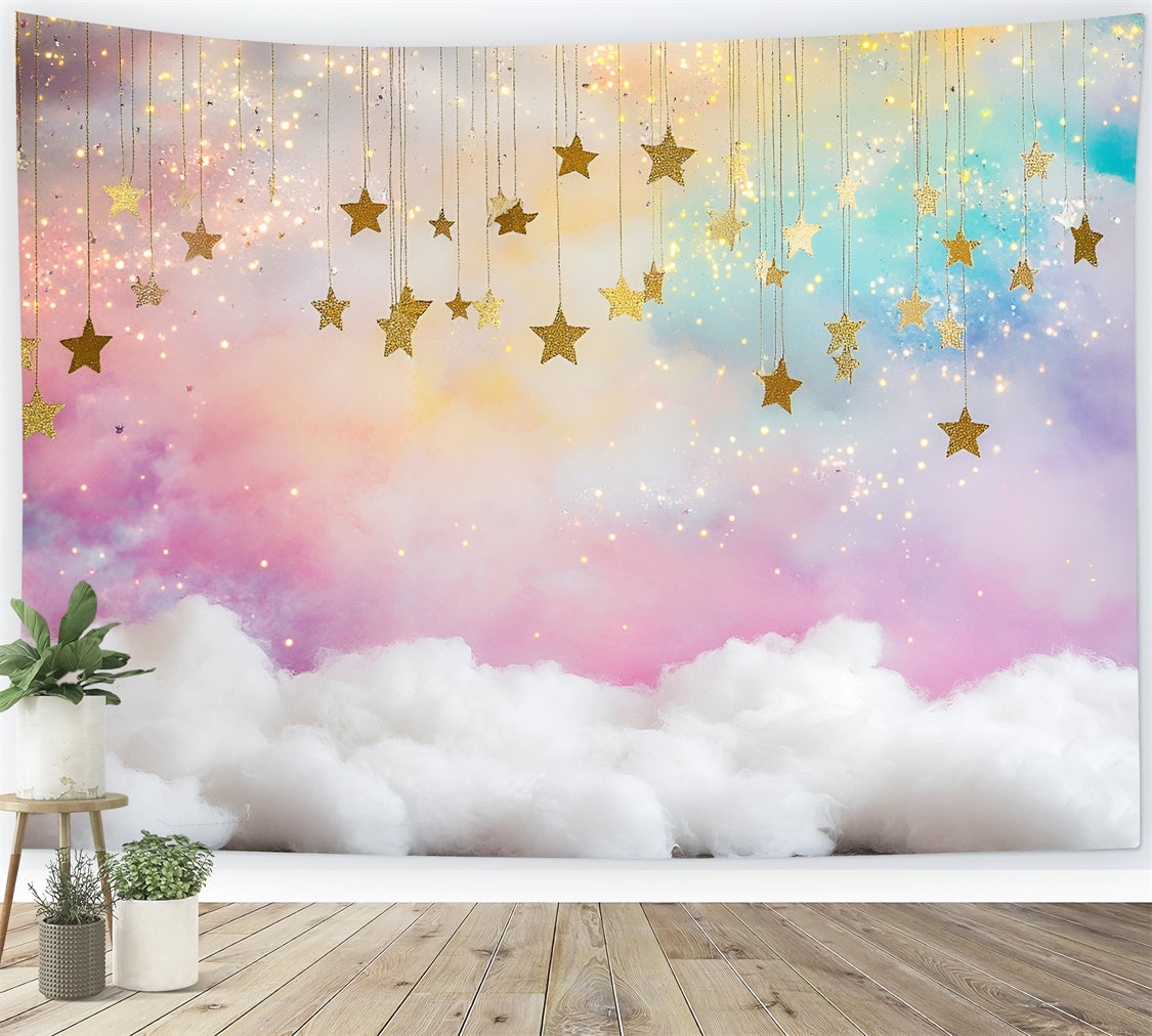 Starry Backdrop Rainbow Clouds Sparkle Backdrop GQ5-58