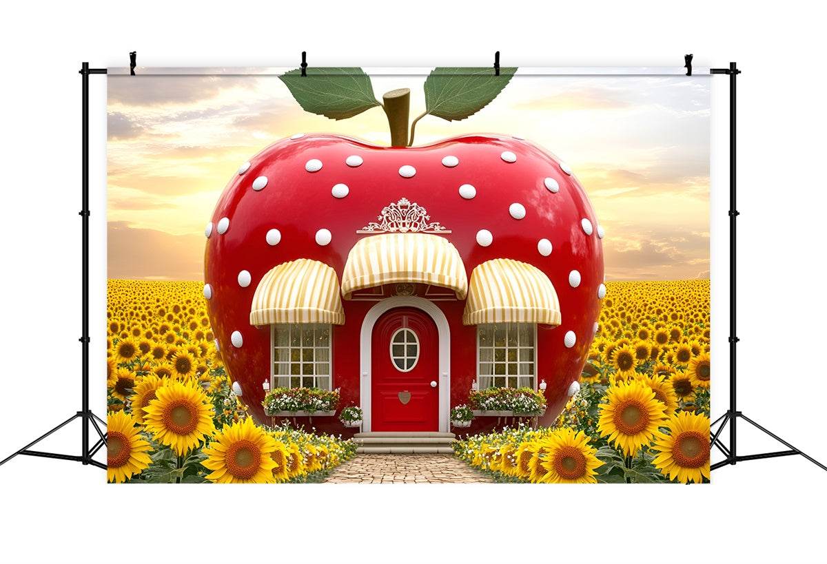 Autumn Photo Backdrop Apple House Sunflower Backdrop GQ5-73