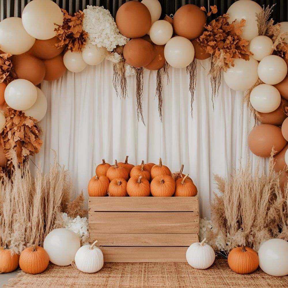Fall Photo Backdrop Pumpkin Crate Balloon Arch Backdrop GQ5-74