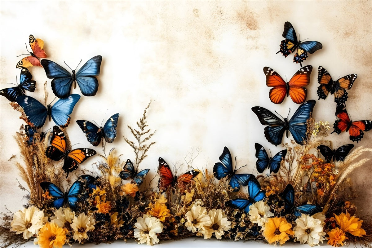 Fall Photography Backdrops Rustic Flower Butterfly Backdrop GQ5-79