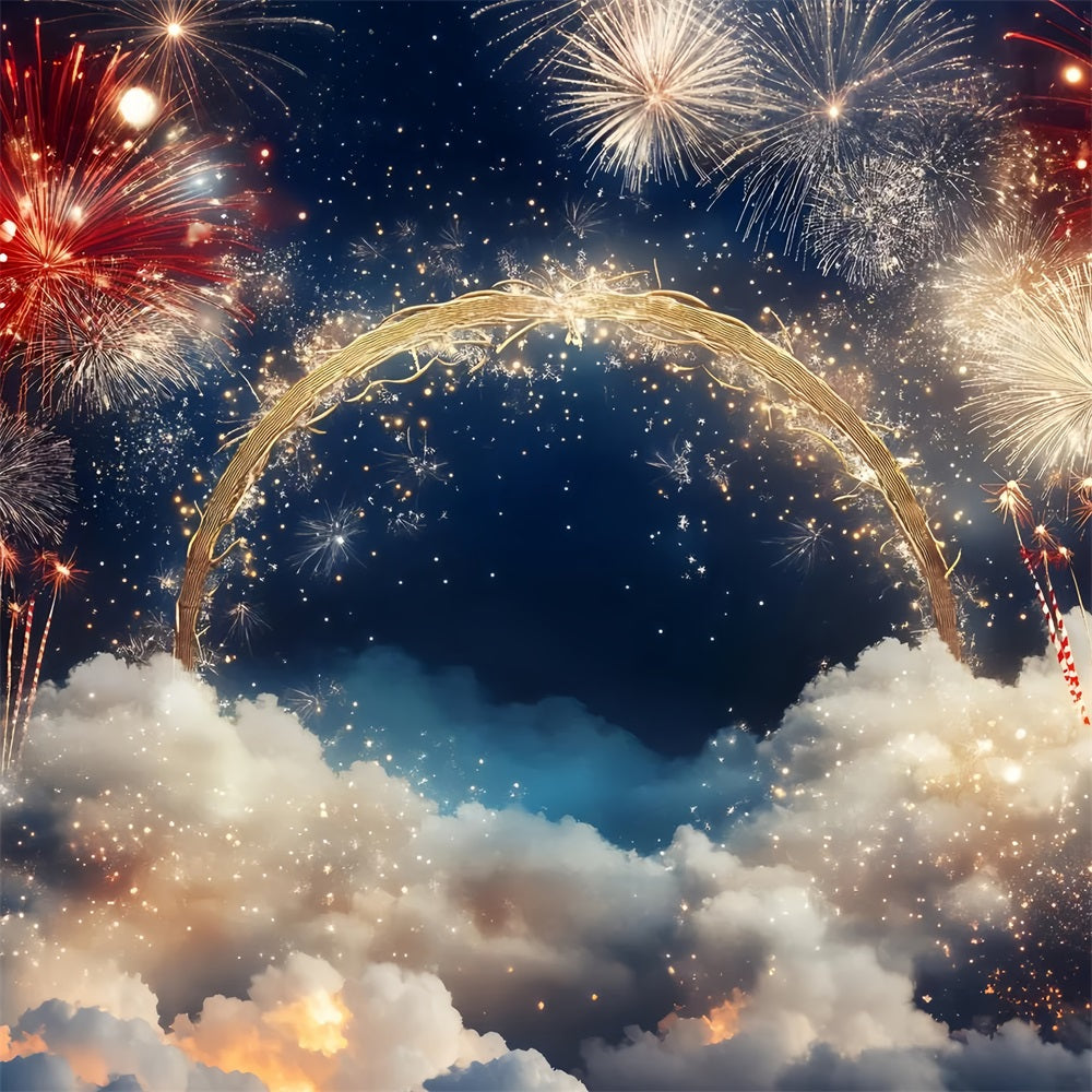 4th of July Backdrop Fireworks Golden Arch Backdrop GQ5-8