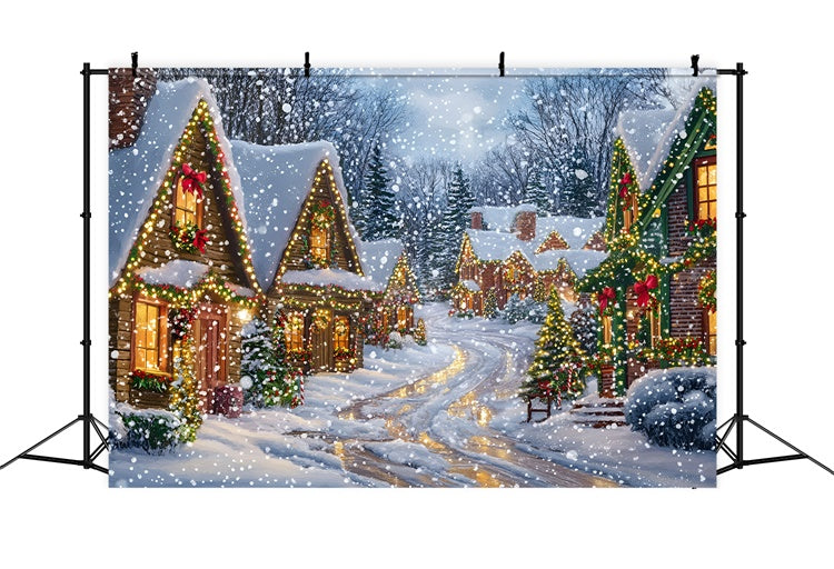 Christmas Village Backdrop Silent Night Snow Backdrop GQ57-10