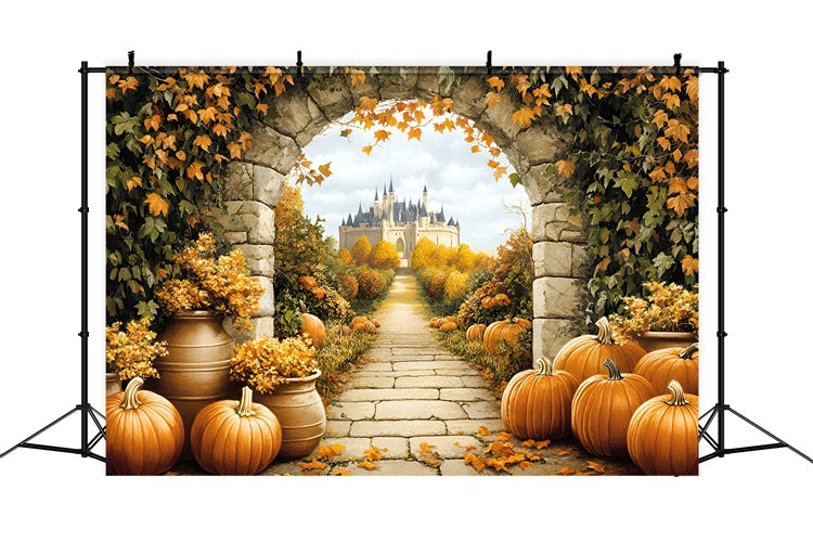Castle Backdrop Royal Pumpkin Grove Fall Photo Backdrop GQ57-102